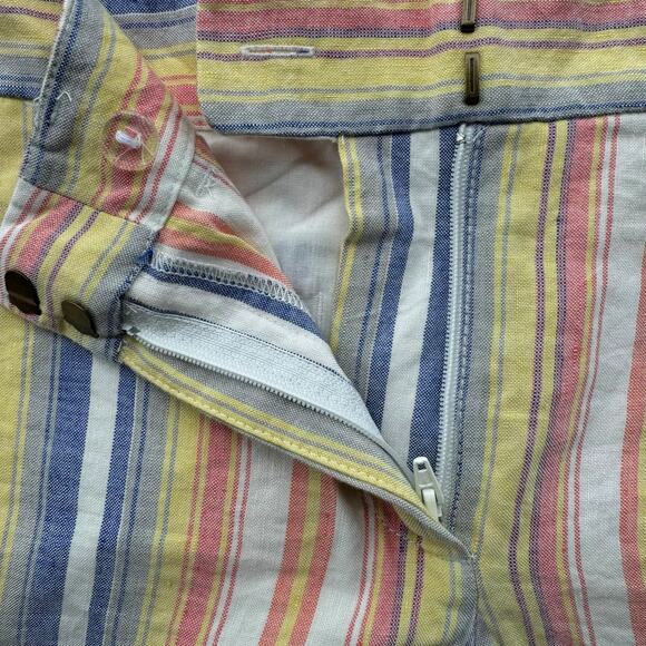 New LOFT Women's Linen Multicolor Striped Flat Front Mid Rise Casual Shorts 4 - Picture 2 of 4